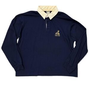 Vintage Campus Rugby Shirt Mens XL Navy Heisman DAC 50 Football Made USA 80s